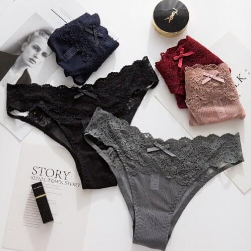 Sexy G String Briefs Women Panties Seamless Exotic Girls Underwear Lace Bow Summer Temptation T Back Lady Thong Underpants