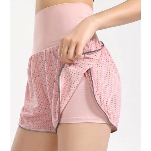 SVOKOR Fake-Two Shorts Women High Waist Sport Running Gym Short 2 In 1 Summer Casual Quick Dry Workout Bottoms Fitness Elastic