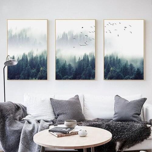 Nordic Forest Landscape Decorative Canvas Painting Wall Art Poster For Living Room Decoration Home Decor