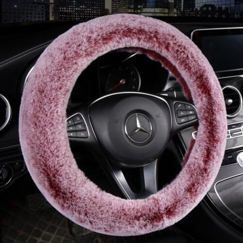 Universal Steering-wheel Plush Car Steering Wheel Covers Winter Faux fur Hand Brake & Gear Cover Set Car Interior Accessorie