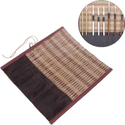 Top Quality Painting Brush Holder Bamboo Rolling Bag Calligraphy Pen Case Curtain Pack APR-12