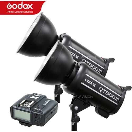 2pcs Godox QT600II GN76 1/8000s High Speed Sync Flash Strobe Light + Built in 2.4G Wirless System and X1T-C Trigger For Canon