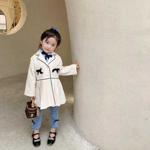 MILA CHOU 2021 Autumn New Children Korean Edition Temperament Small Suit Baby Girls Windbreaker Jacket Kids Coat Clothing 2-8Y