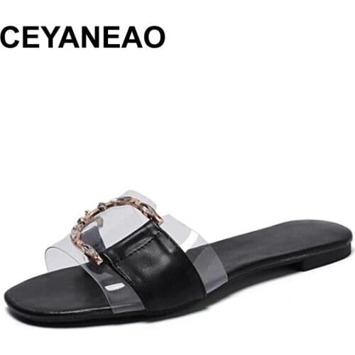 CEYANEAO 2021uxury brand new crystal slippers cut out summer beach sandals Fashion women slides outdoor slippers