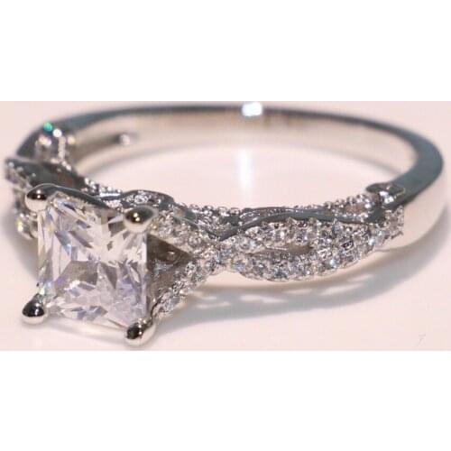 Size 5-10 choucong Unique Luxury Jewelry 925 Sterling Silver Princess Zirconia Square CZ Eternity Women Wedding Band Ring Gift