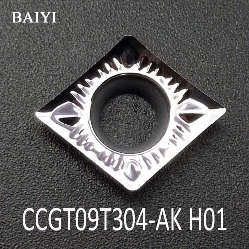 10pcs CCGT09T304 AK H01 turning tool Aluminum cutter blade Insert Cutting Tool CNC Tools AL +TIN Alloy wood