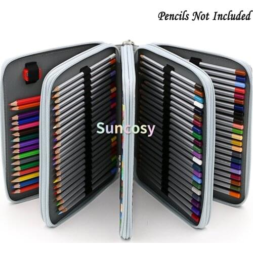 168 Slots Empty Pencil Case PU Leather Handy Pencil Wrap with Zipper Large Capacity Pen Bag for Prismacolor Premier Color Pencil