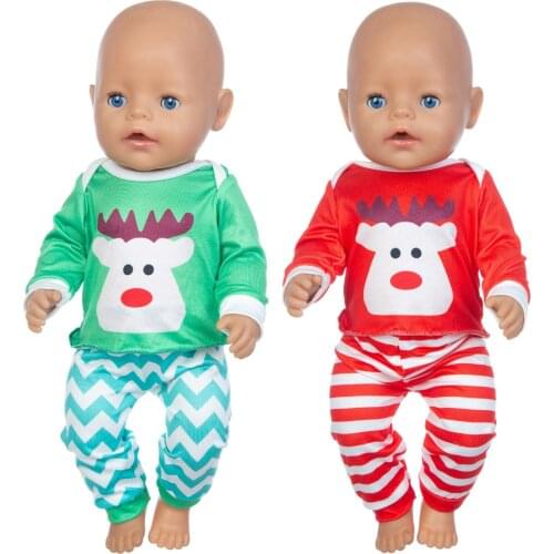 2020 Christmas elk suit Fit For 43cm Baby Doll 17 Inch Reborn Baby Doll Clothes, Shoes are not included