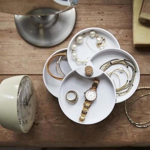 360 Degree Rotatable Jewelry Storage Box Garbage Rack Jewelry Display Stand Ring Display Box Tray Holder Storage Box Organizer