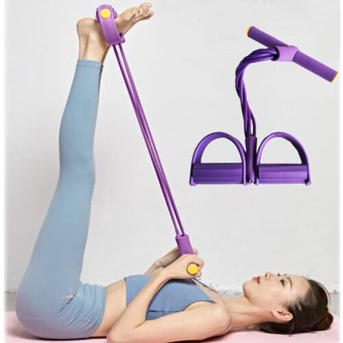 4 Tube Yoga Pedal Ankle Puller Indoor Fitness Exercise Equipments Yoga Expander Workout Gym Rubber Elastic Bands for Fitness