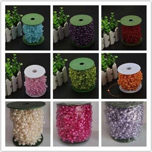 60 Meters Fishing Line Pearls Beads Chain Garland Flowers Wedding Decoration Party Supplies Bead Chain multicolor
