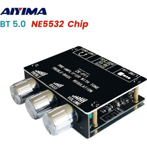 AIYIMA Bluetooth 5.0 Audio Receiver Decoder NE5532 Stereo Tone Pre-amplifier Board Volume Control Treble Bass Tone Preamp