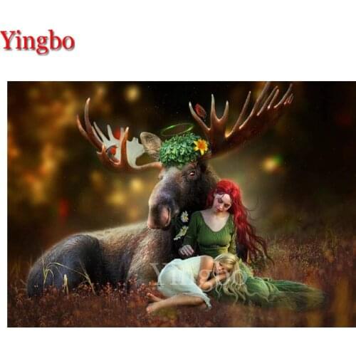 Full Drill 5D Diamond Painting Beauty and Elk pattern Diy Handmade Home Decor Cross Stitch Kits Mosaic Embroidery Square/Round