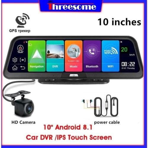 10" Android 8.1 Car DVR 2G+32G 4G Net IPS Touch Screen GPS Navigation Dash Cam ADAS Recorders Rearview Mirror Rear View Camera