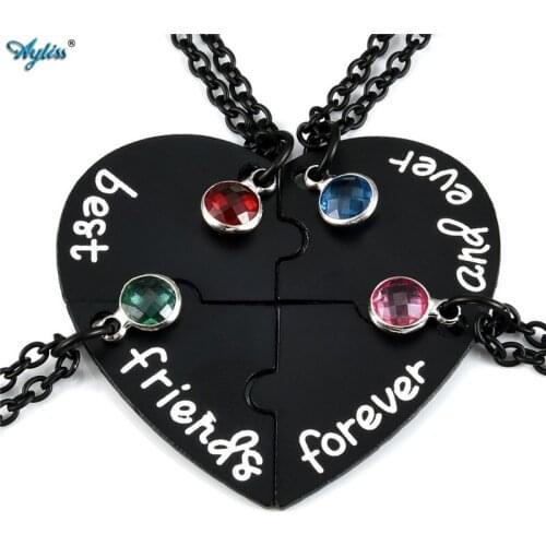 Ayliss Heart Puzzle Pieces Pendant Necklaces Set Alloy Rhinestone Best Friends Forever and Ever BFF Puzzles Friendship Necklace