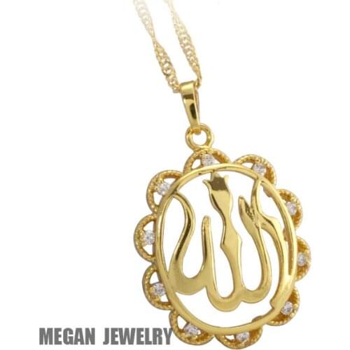 ALLAH MUSLIM flower shape crystal fashion pendant & necklace for women & men, charm Islam Gift & Jewelry