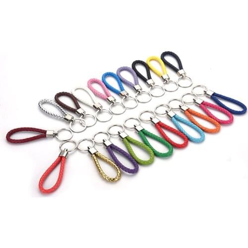 Car Key Chain Woven Leather Rope Handle Mens And Womens Key Holder Detachable Metal Luxury Key Chain 27 colors