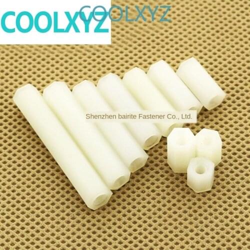 Black separation column hexagonal double-pass isolation column nylon spacer column plastic support column M3 M4 25PCS