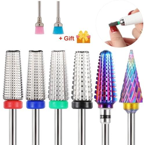 5 in 1 Tungsten Nail Drill Bits Primary Color Nail Mills Cutter Nails Accessories For Electric Nail Drill Machine Polish Tools