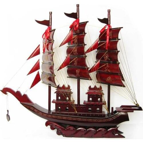 Rosewood crafts mahogany ship large Everything is going smoothly. sailing model Home Furnishing feng shui ornaments
