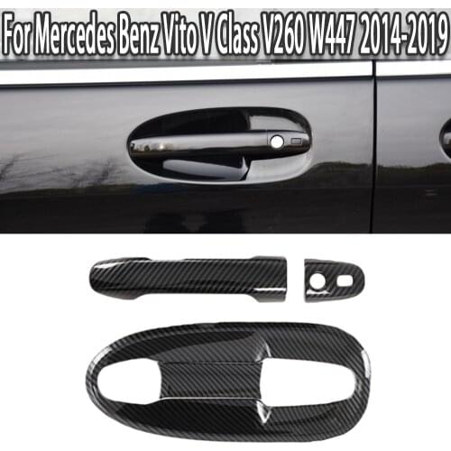K-Car Door Handle Outer Bowls Handle Protective Cover For Mercedes Benz Vito V Class V260 W447 2014-2019 Carbon Fiber Style