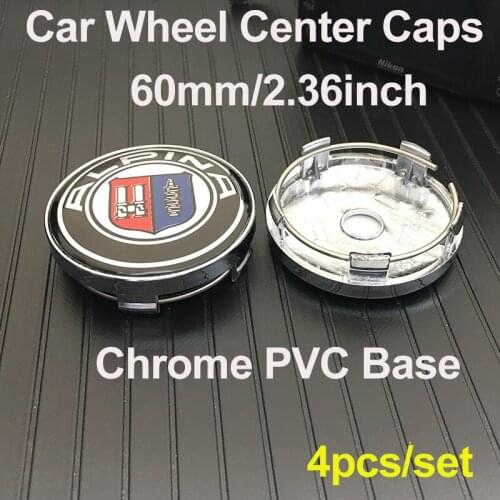 4pcs 60MM Blue White/Alpina Car Wheel Center Caps 2.36" PVC Wheel Hub Caps for Bmw E60 E90 F10 F30 F15 E63 E64 E65 E86 E89