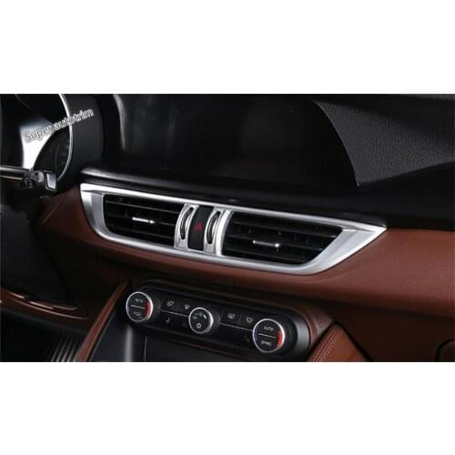 Lapetus Middle Air Conditioning AC Vent Outlet / Warning Lights Cover Trim Fit For Alfa Romeo Stelvio 2017 2018 2019 2020 ABS