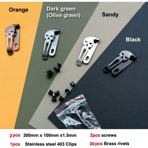 2pcs 1.5mm (0.06")* 100mm * 300mm KYDEX Sheet Thermoplastic Forming with 1pcs clips and 30pcs brass rivets DIY tool
