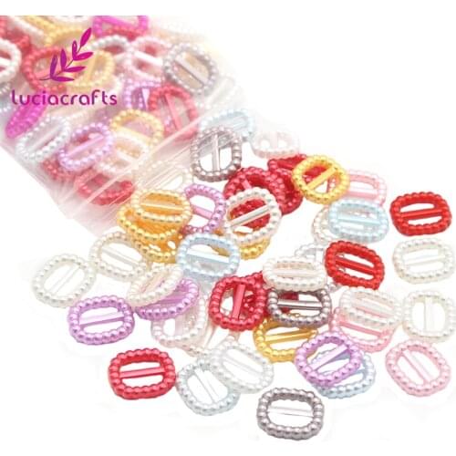 Lucia crafts 24/100pcs Acrylic Imitation Pearls Beads Buckle Sewing Garment Bow DIY Decor Accessory F0303