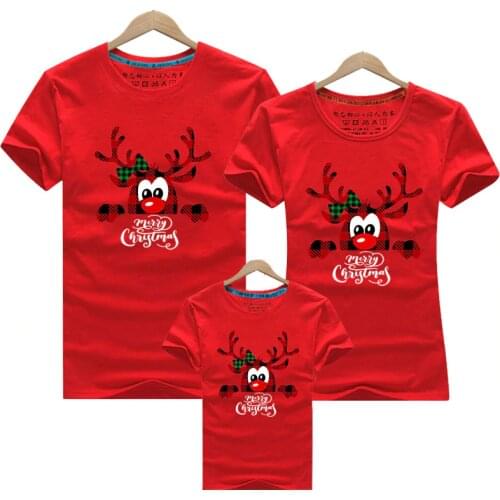 Christmas Dad&mom Tshirt Baby Cotton Christmas Family Party Clothes Funny Deer Print Mommy Daddy and Baby Cute Matching Outfits