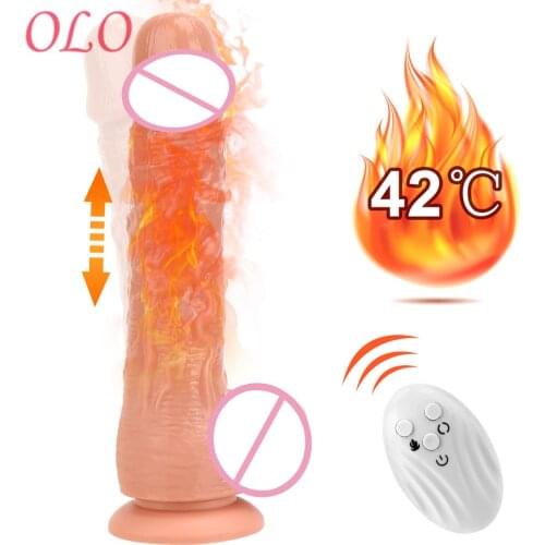 OLO Realistic Penis Vibrator Heating Thrusting Dildo for Women Sex Machine Big Dick Sex Toys for Lesbian TPE Remote Control