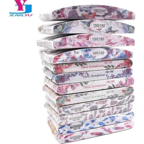 50 Pcs/Lot Strong Wooden Nail Files Buffer Emery Board Edge Nails File 100/120/150/180/240 Accessory Salon Pedicure Tools