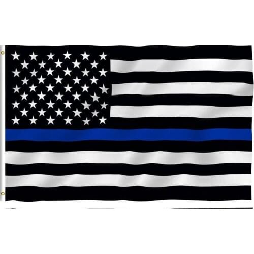 Blue Line usa Police Flags, 90*150cm Thin Blue Line USA Flag Black White And Blue line Flag With Grommets Epacket Drop Shipping