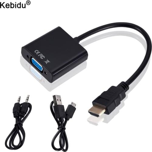 Kebidu Male To Famale Converter for PS4 HD 1080P Digital to Analog Video Audio HDMI-compatible to VGA Adapter For PC Laptop