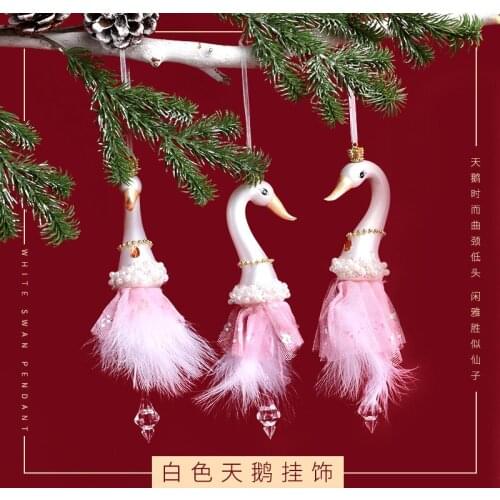 Christmas decorations glass painted crown swan shape ornaments scene layout dress up pendant pendant