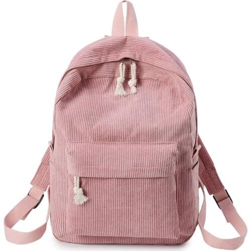 Preppy Style Soft Fabric Backpack Female Corduroy Design School Backpack For Teenage Girls Schoolbags Laptop Backpack Women Bag