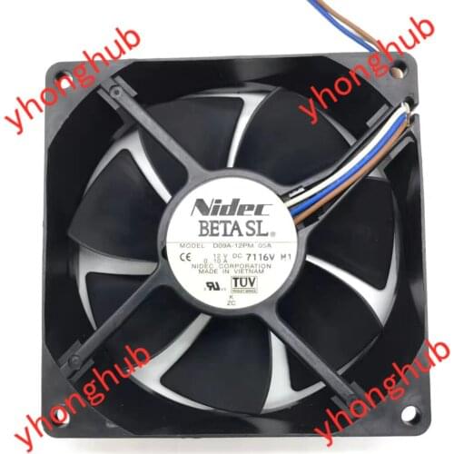 Nidec D09A-12PM 05A DC 12V 0.10A 3-wire 92x92x25mm Server Cooling Fan