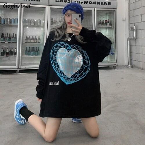 No Hat Hoodies Women Oversize Printed Sweatshirts Vintage Harajuku BF Hip-pop Students Long Sleeve Street Wear Ins Couple Hoodie