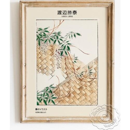 Watanabe Seitei Exhibition Museum Poster, Wisteria Illustration Canvas Painting, Bijutsu Sekai Art Prints, Vintage Wall Decor