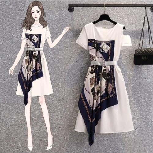 Womens Designer summer plus size M-4XL dress XXL XXXL 3XL XXXXL work print Floral Patchwork belt slim Casual party beach dresses