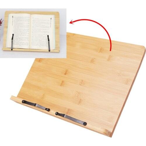 1 pc book holder Adjustable Reading Rest Tablet Home Room Book Holder Foldable Cookbook Stand Pages Fixed Kitchen Natural Bamboo