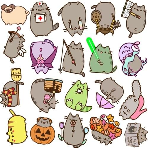 10/50PCS Anime Cartoon Color Cat Girl Kawaii Funny Toy Sticker Decoration Cute Boy Child Laptop Gift Water Cup Animal