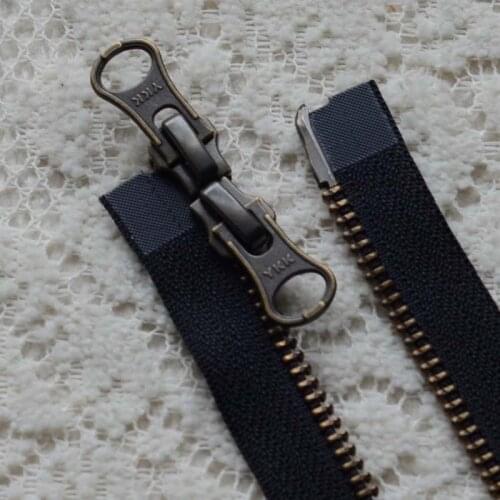 2 Pcs/lot Vintage YKK Metal Zipper Black NO.5 Bronze Double Open End Two-way Fastener Jacket Sewing Accessories Wholesale