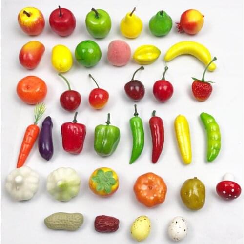 200PCS/Set Mini Artificial Foods Vegetables Fruits Christmas Birthday Party New Year Festive Supplies Home Garden Decoration