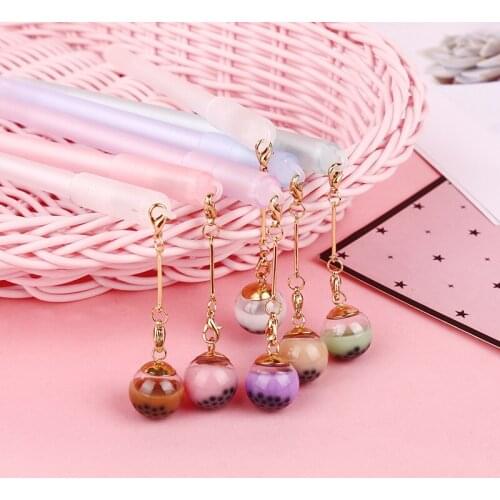 36 pcs/lot Creative Crystal Ball Pendant Gel Pen Cute 0.5mm black ink Neutral Pen School writing Supplies Promotional Gift
