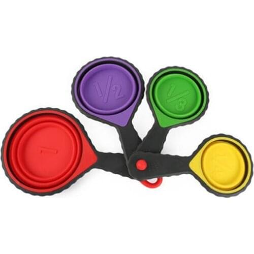 4Pcs/set Environmental Friendly Folding Silicone Measuring Set Tools 4pcs Home Kitchen Measuring Cups Spoon For Baking F20173799