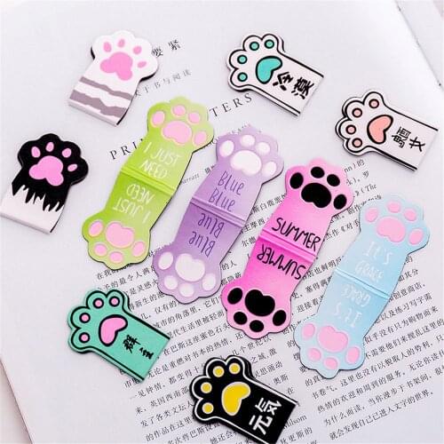 4pcs /Set Cat Paw Magnetic Bookmarks Creative Book Labels Paper Page Clips Kawaii Stationery School Supplies Office Accessories