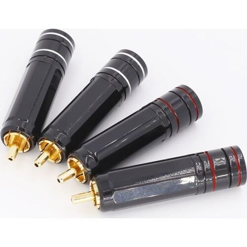 4Pcs High Quality Gold Plated RCA Plug Lock Collect Solder A/V Connector HIFI Connector