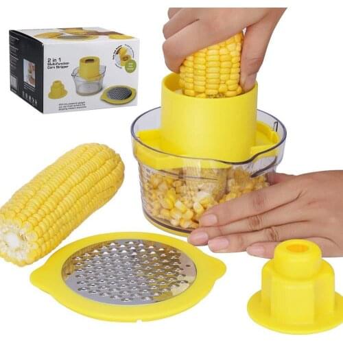 4in1 Multifunction Corn Stripper Kerneler Peeler Kitchen Slicer Peeler Ginger Sharpener With Built-In Measuring Cup And Grater