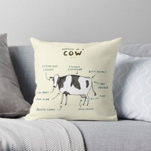 Anatomy of a Cow Throw Pillow Cushion Cover Polyester throw pillows case on sofa home living room car seat decor 45x45cm